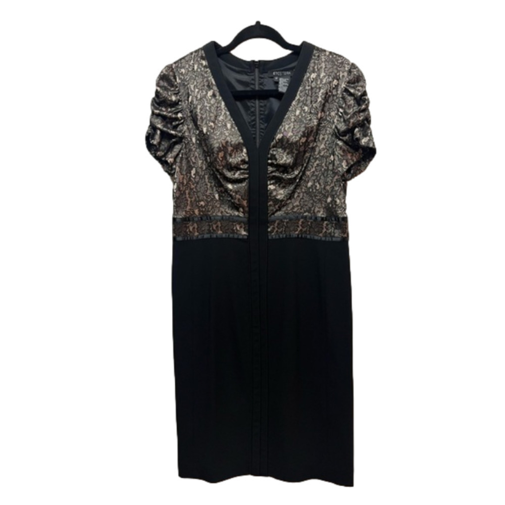Etcetera Women’s Lace Sheath Dress Sz 12 Metallic Formal Wedding X-MASS luxury